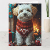 Havanese Hond Met Kerstcadeaus  Kaart (Voorkant)