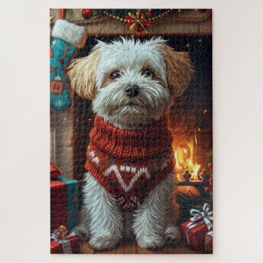 Havanese Hond Met Kerstcadeaus  Legpuzzel (Verticaal)