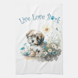 Havanese Hond Moeder Bloem Theedoek