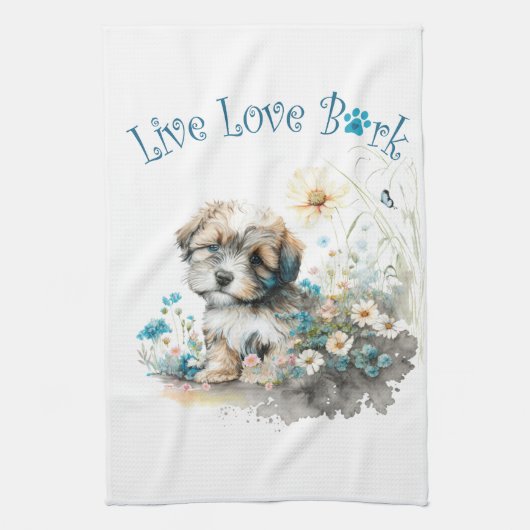 Havanese Hond Moeder Bloem Theedoek (Verticaal)