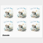 Havanese Hond Moeder Bloemstuk Vierkante Sticker (Vel)