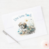 Havanese Hond Moeder Bloemstuk Vierkante Sticker (Envelop)