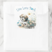 Havanese Hond Moeder Bloemstuk Vierkante Sticker (Tas)