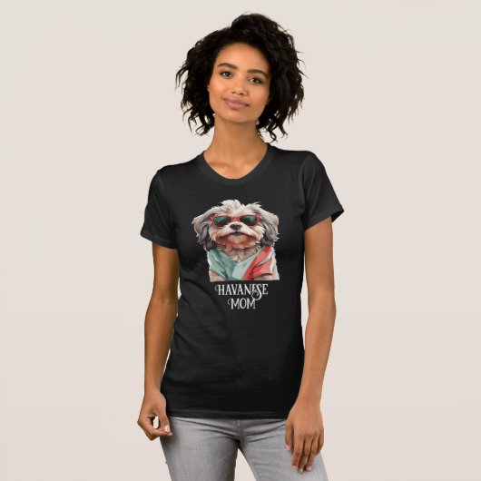 Havanese Hond Moeder Zonnebril T-shirt (Voorkant volledig)