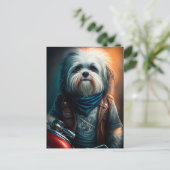 Havanese hond op digitaal fietsenschilderij briefkaart (Staand voorkant)