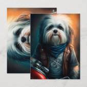 Havanese hond op digitaal fietsenschilderij briefkaart (Voorkant / Achterkant)