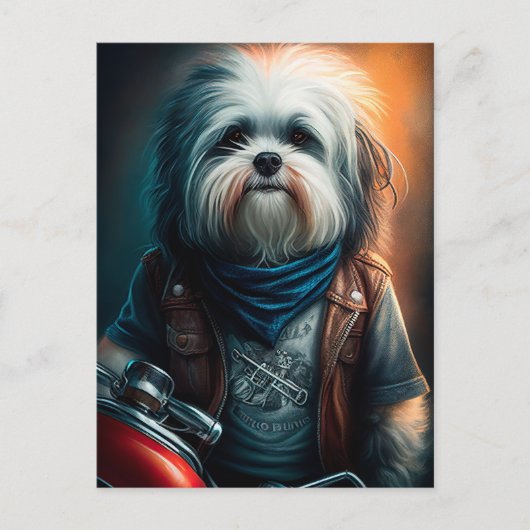 Havanese hond op digitaal fietsenschilderij briefkaart (Voorkant)