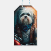 Havanese hond op digitaal fietsenschilderij cadeaulabel (Achterkant)