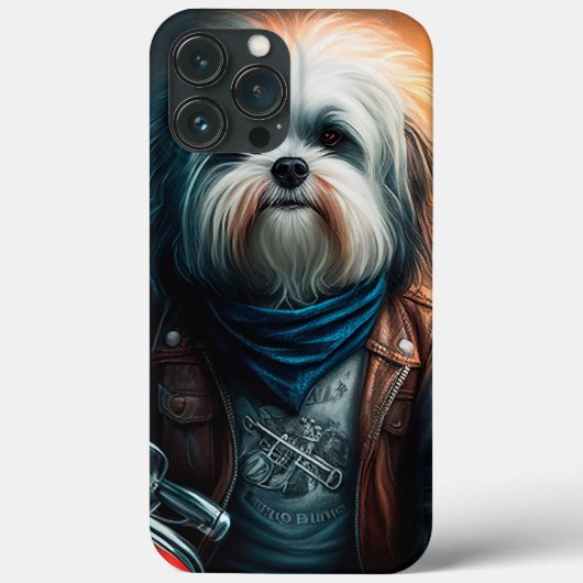 Havanese hond op digitaal fietsenschilderij Case-Mate iPhone case (Achterkant)