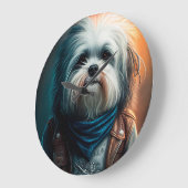 Havanese hond op digitaal fietsenschilderij grote klok (Hoek)