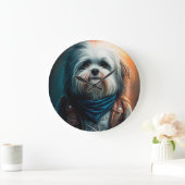 Havanese hond op digitaal fietsenschilderij grote klok (Huis)