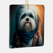 Havanese hond op digitaal fietsenschilderij keramisch ornament (Rechts)