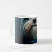 Havanese hond op digitaal fietsenschilderij koffiemok (Voorkant links)
