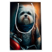 Havanese hond op digitaal fietsenschilderij medium cadeauzakje (Voorkant)