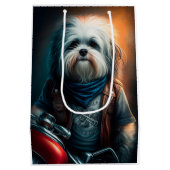 Havanese hond op digitaal fietsenschilderij medium cadeauzakje (Achterkant)