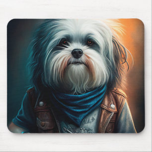 Havanese hond op digitaal fietsenschilderij muismat