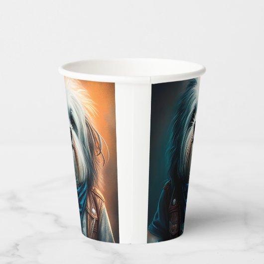 Havanese hond op digitaal fietsenschilderij papieren bekers (Rechts)