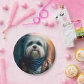 Havanese hond op digitaal fietsenschilderij papieren bordje (Feest)