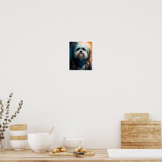 Havanese hond op digitaal fietsenschilderij poster (Keuken)