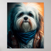 Havanese hond op digitaal fietsenschilderij poster (Voorkant)
