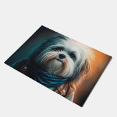 Havanese hond op fiets digitaal schilderij  deurmat (Schuin)