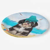 Havanese hond op het strand papieren bordje (Gekanteld)