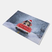 Havanese hond op sneeuw in kerstmis deurmat (Schuin)