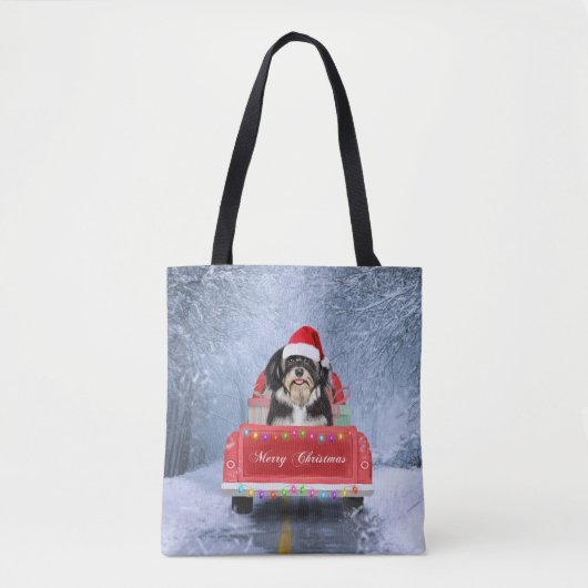 Havanese hond op sneeuw in kerstmis tote bag (Voorkant)