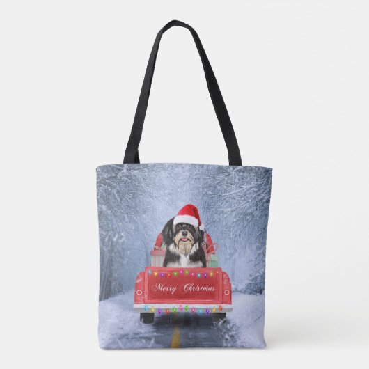 Havanese hond op sneeuw in kerstmis tote bag (Achterkant)