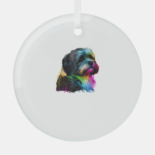 Havanese Hond Pop Art Ontwerp Havanese Liefhebbers Glas Ornament