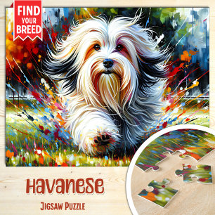 Havanese Hond Portret Acryl Kunstprint Hond Legpuzzel