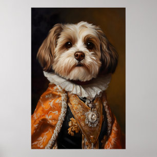 Havanese Hond Portret Print, Renaissance Huisdier Poster