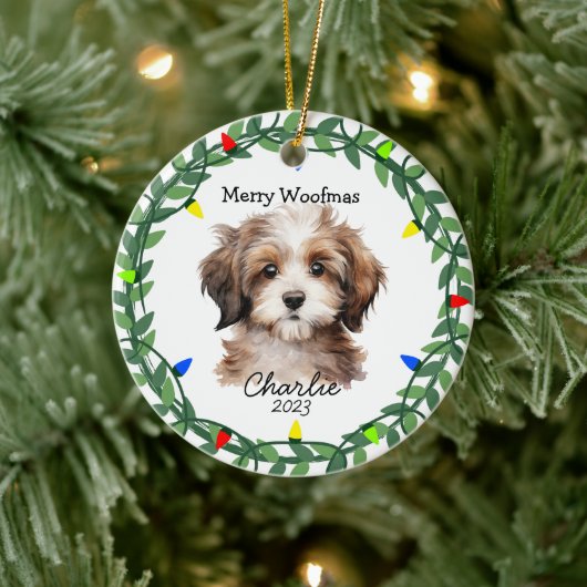 Havanese Hond/Puppy Schattig Kerstornament Keramisch Ornament (Boom)