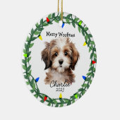 Havanese Hond/Puppy Schattig Kerstornament Keramisch Ornament (Rechts)