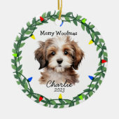 Havanese Hond/Puppy Schattig Kerstornament Keramisch Ornament (Voorkant)