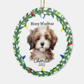 Havanese Hond/Puppy Schattig Kerstornament Keramisch Ornament (Links)