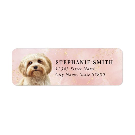 Havanese hond retour adreslabels etiket (Voorkant)