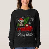 Havanese hond Riding Red Truck Kerstdecoratie Trui (Voorkant)