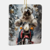Havanese Hond Rijden Motorfiets Kerstmis Keramisch Ornament (Rechts)