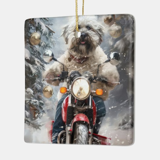 Havanese Hond Rijden Motorfiets Kerstmis Keramisch Ornament (Links)