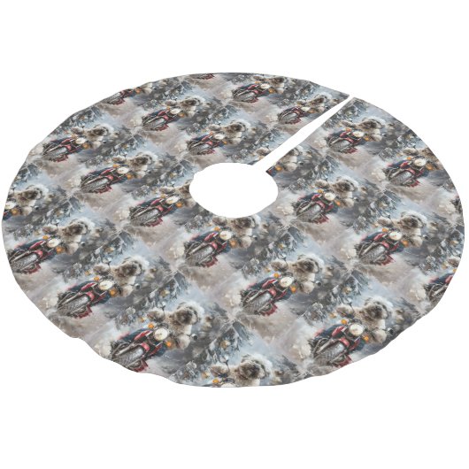 Havanese Hond Rijden Motorfiets Kerstmis Kerstboom Rok (Gekanteld)