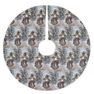 Havanese Hond Rijden Motorfiets Kerstmis Kerstboom Rok