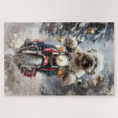 Havanese Hond Rijden Motorfiets Kerstmis Legpuzzel (Horizontaal)