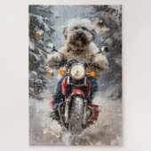 Havanese Hond Rijden Motorfiets Kerstmis Legpuzzel (Verticaal)