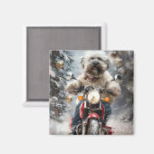 Havanese Hond Rijden Motorfiets Kerstmis Magneet (Voorkant / Achterkant)