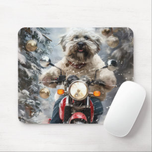 Havanese Hond Rijden Motorfiets Kerstmis Muismat