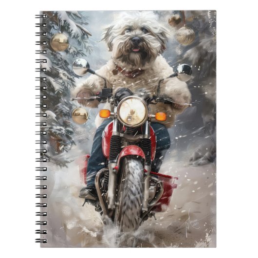 Havanese Hond Rijden Motorfiets Kerstmis Notitieboek (Voorkant)