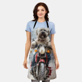 Havanese Hond Rijden Motorfiets Kerstmis Schort (Gedragen)