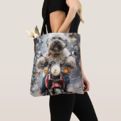 Havanese Hond Rijden Motorfiets Kerstmis Tote Bag (Dichtbij)