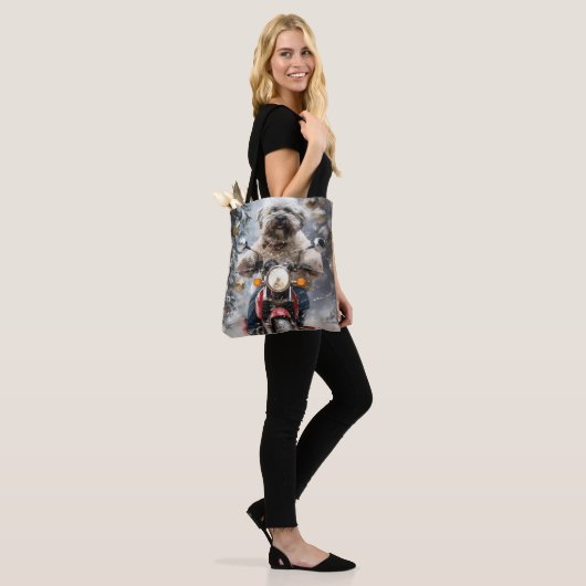 Havanese Hond Rijden Motorfiets Kerstmis Tote Bag (Op model)